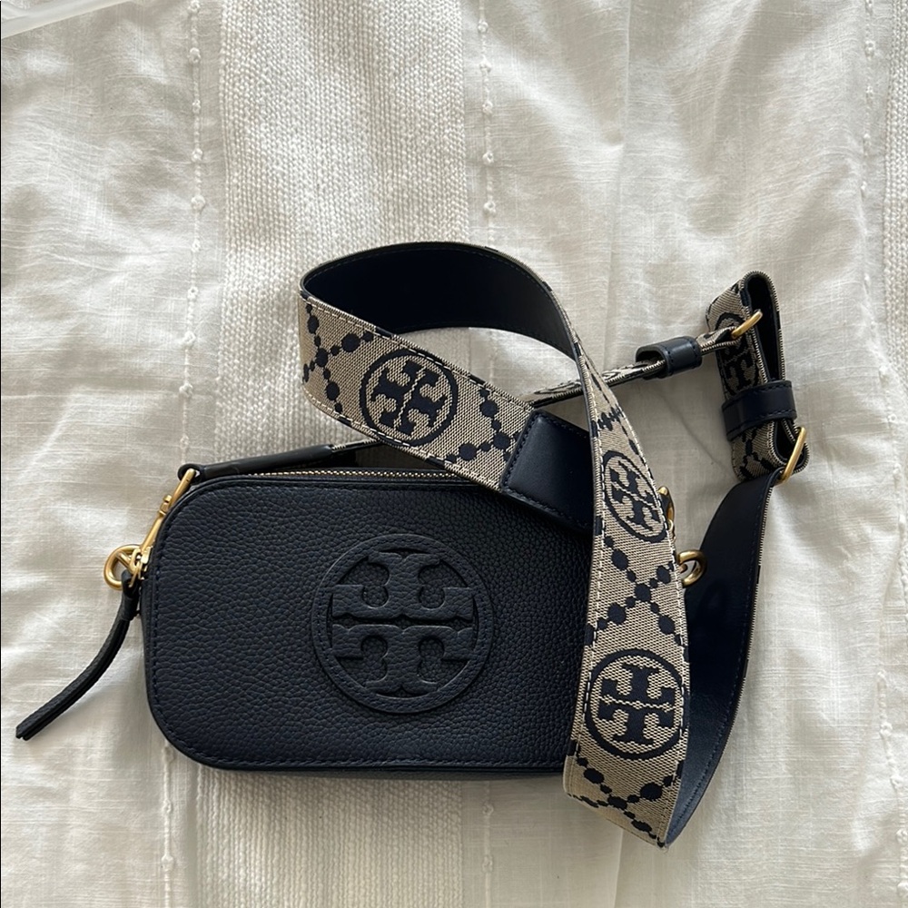 Tory Burch Black Crossbody Bag with Gold Accents